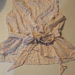 Max Studio Pink and Blue Wrap Tie Front Blouse